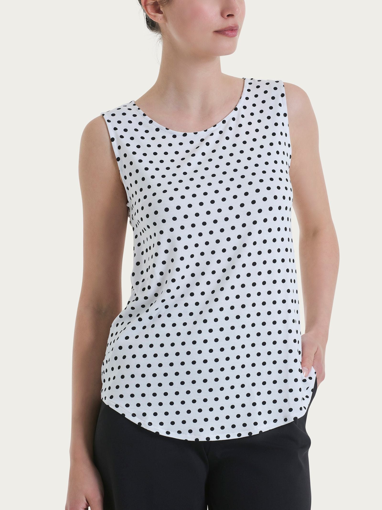 Ragno Viscosa Summer top Bianco pois