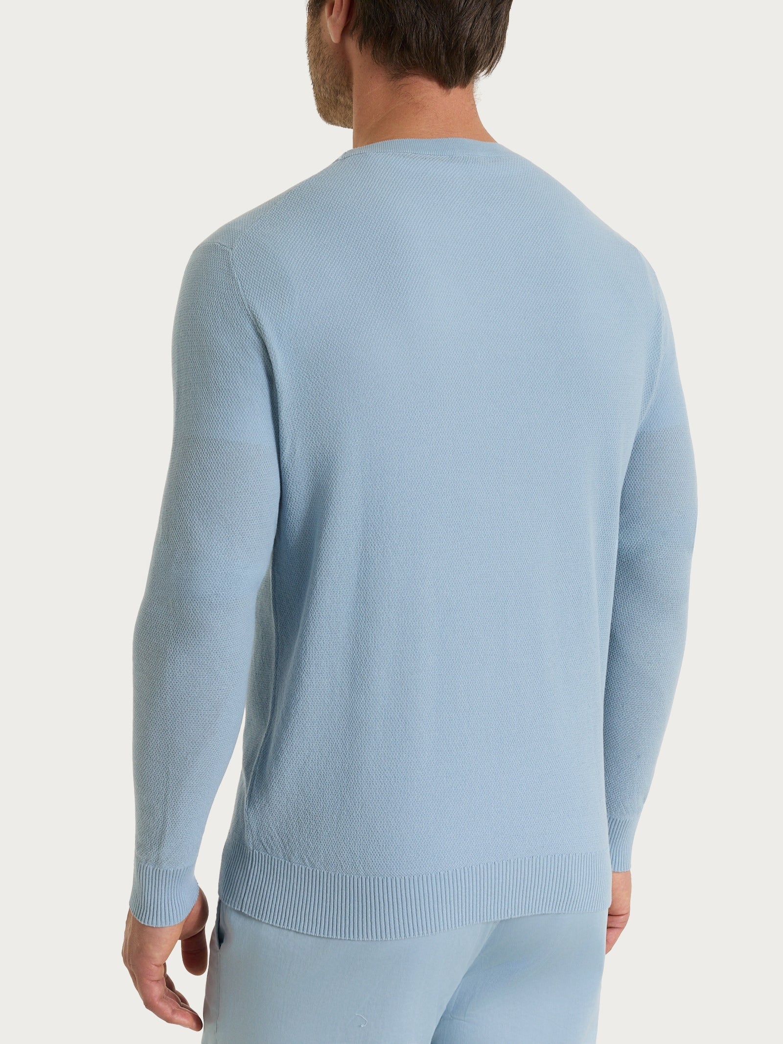 Ragno Maglia Girocollo Piquet Puro Cotone Dusty Blue