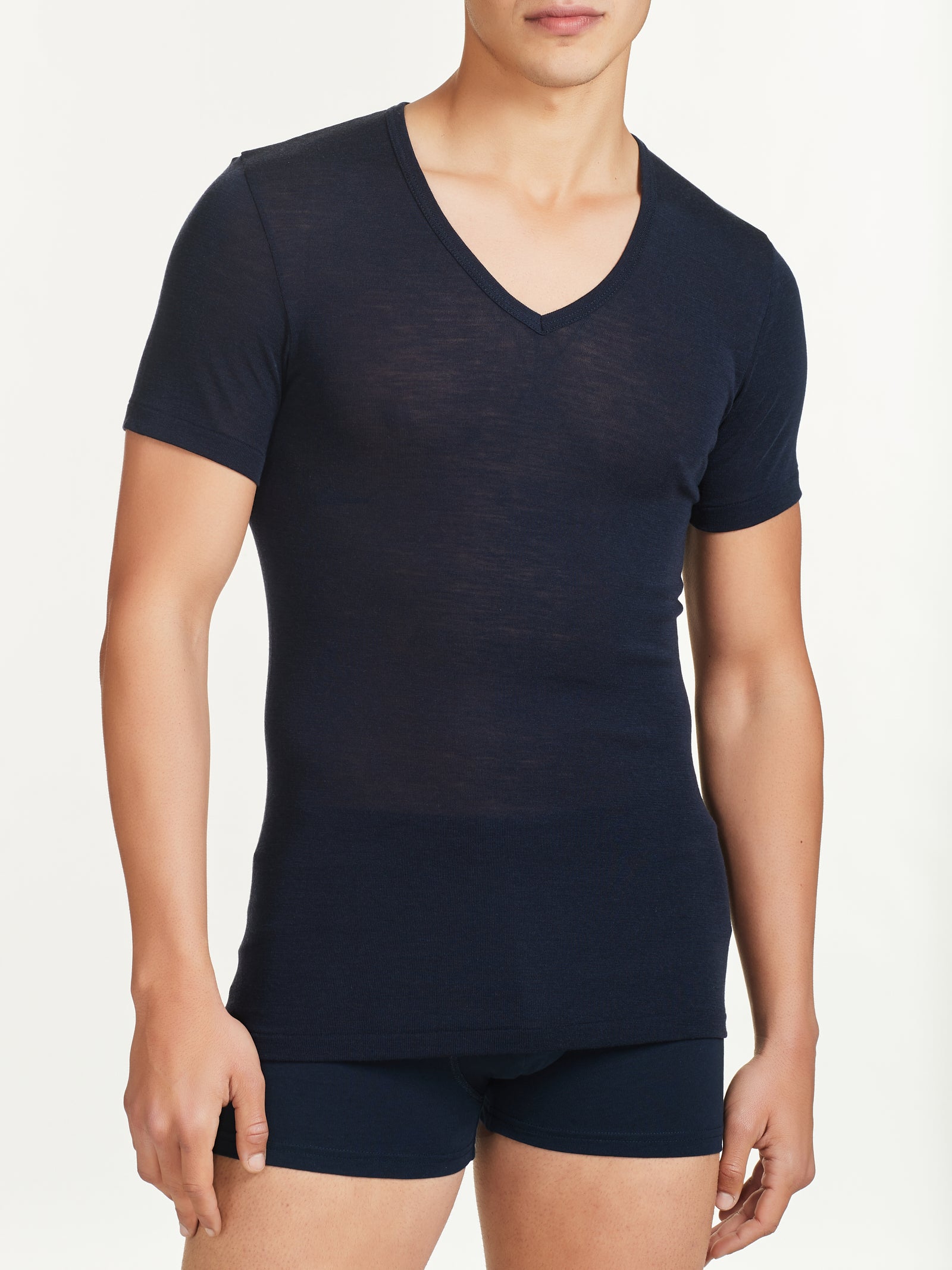 Ragno Wonderwool Maglietta Scollo V Blu Navy Pura Lana
