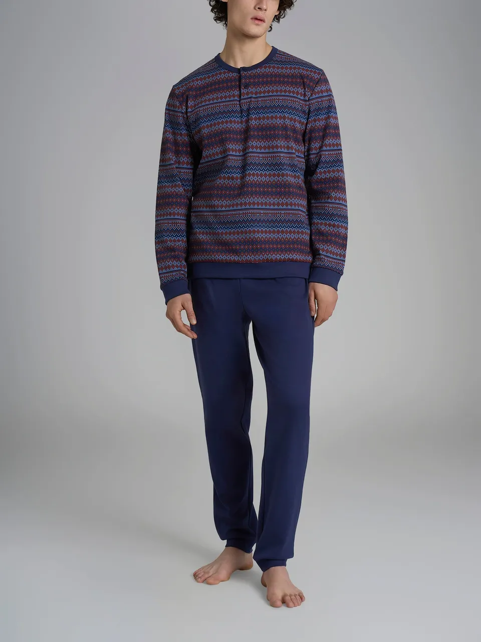 Ragno Jersey Cotone pigiama serafino Colony Blue cotone