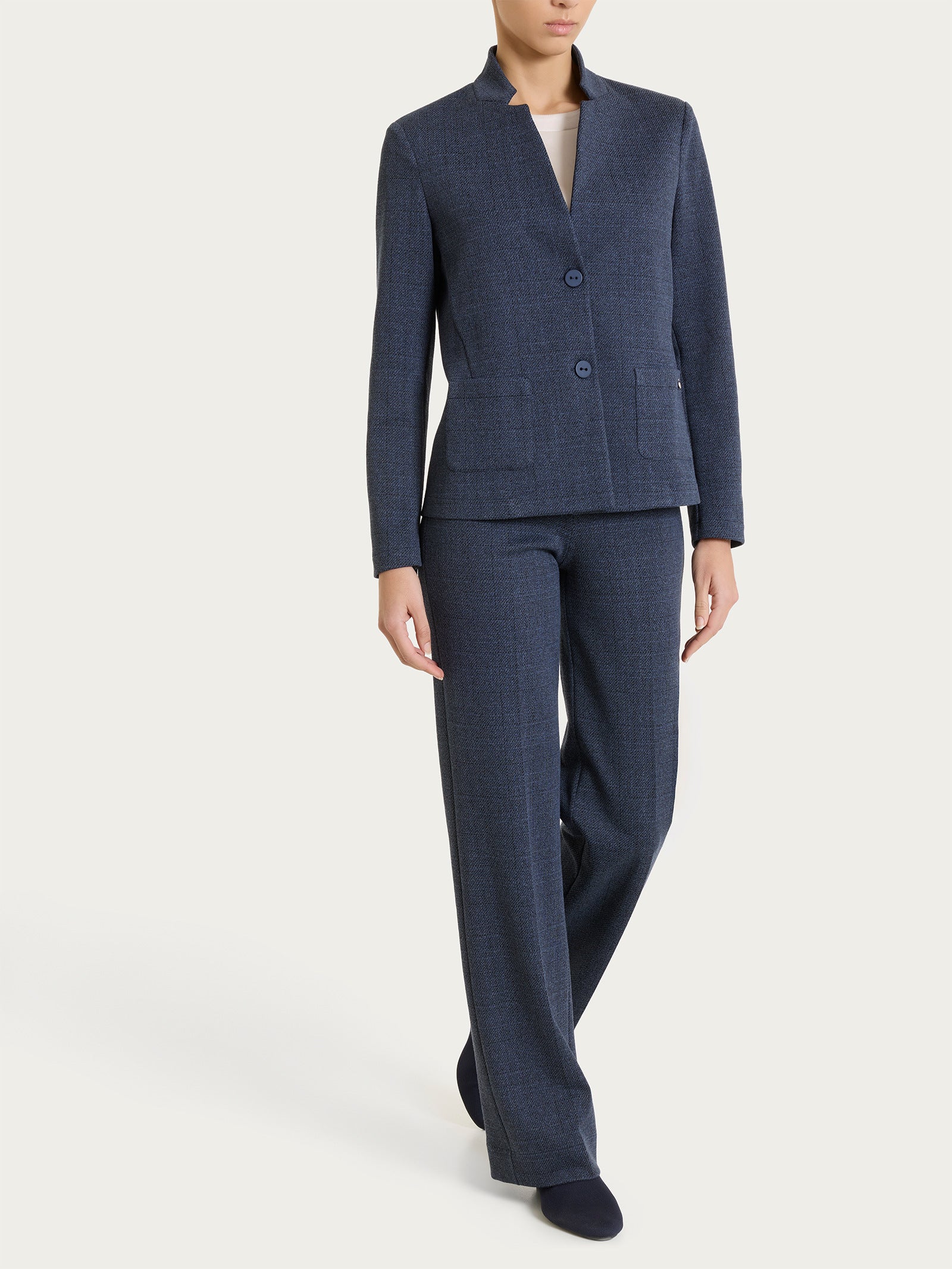 Ragno Blazer corto jacquard micro check Fant.Bleu