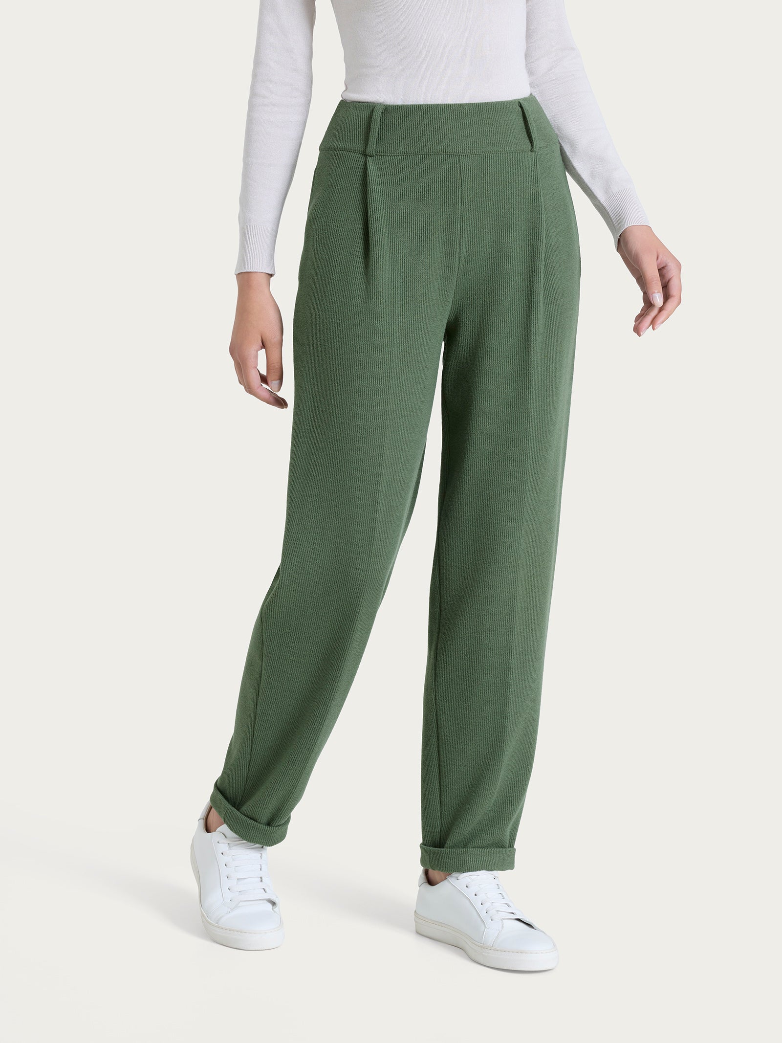 Ragno Relaxed Pantalone Carota Velvet Bronze Green Tapered