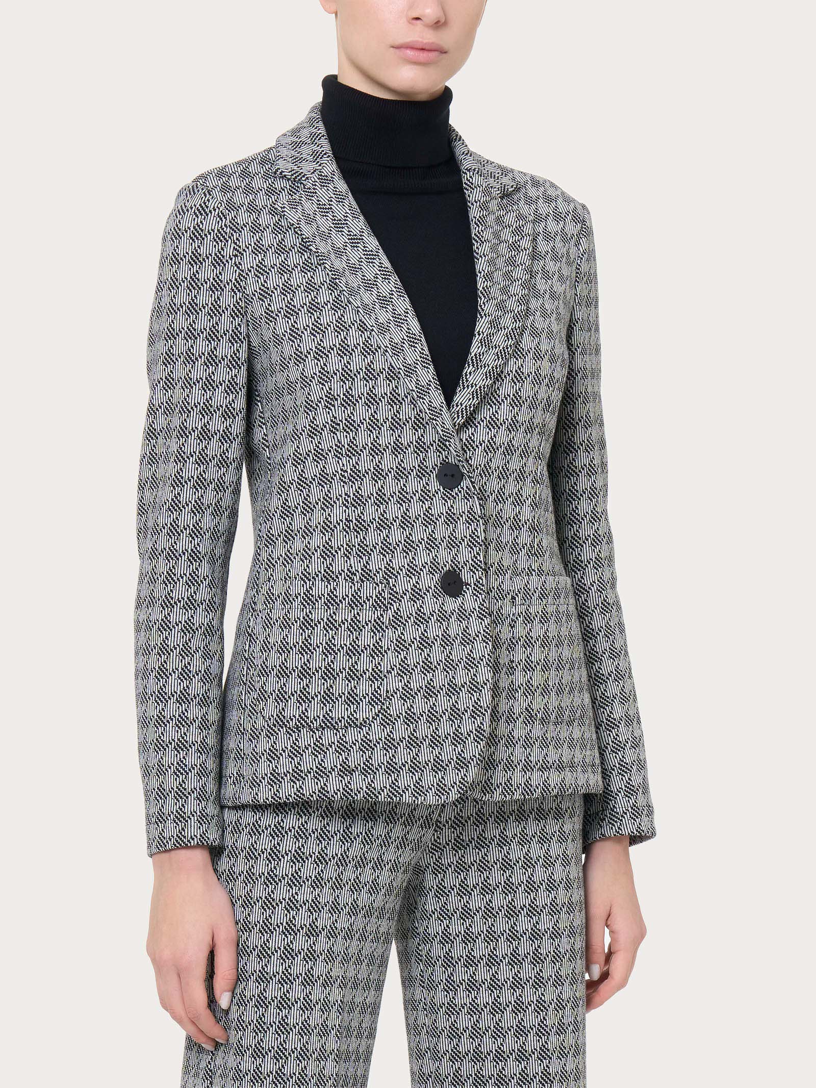 Ragno Compact blazer due bottoni fantasia nero jacquard