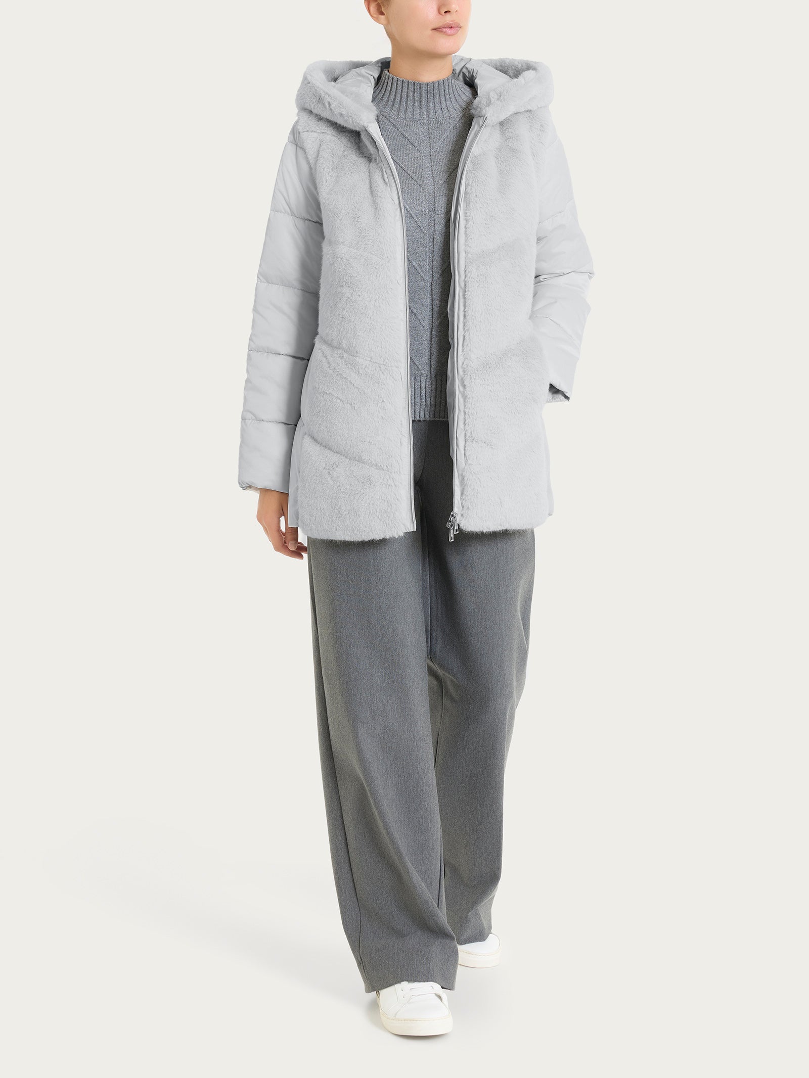 Ragno Vegan Fur Piumino Donna Dawn Blue con Cappuccio
