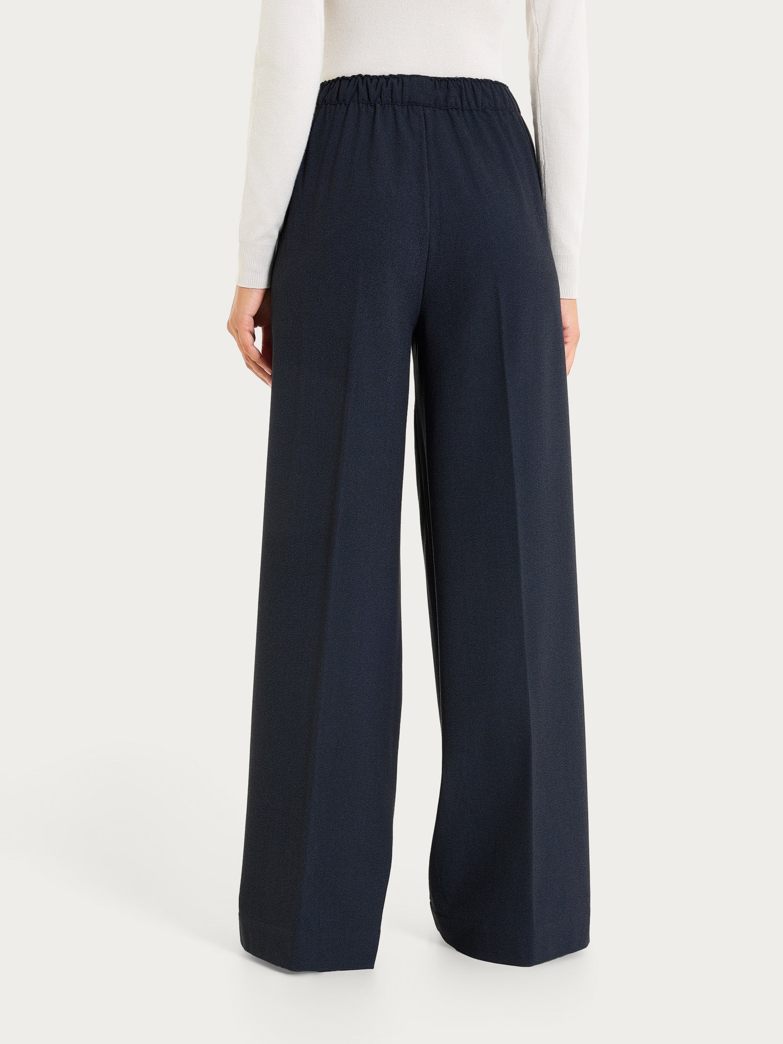 Ragno Flannel Twill Pantalone palazzo tasche Bleu Mel viscosa