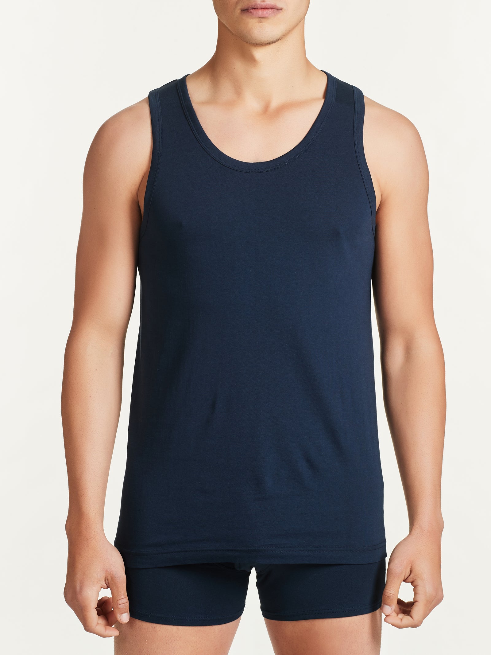 Ragno 100% Cotton Spalla Larga Girocollo canottiera bleu bipack