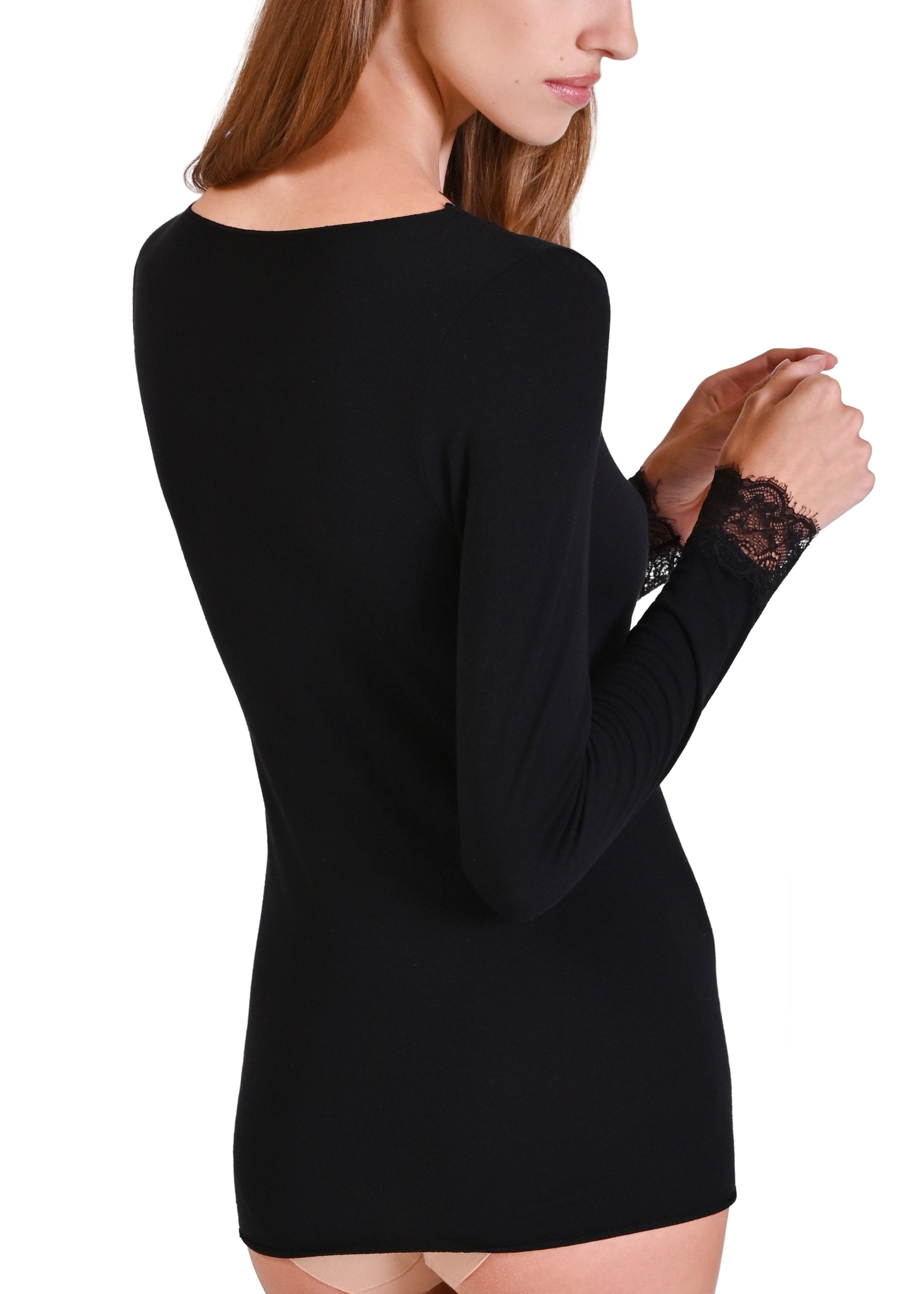 Philippe Matignon Leger maglia donna cachemire scollo V pizzo