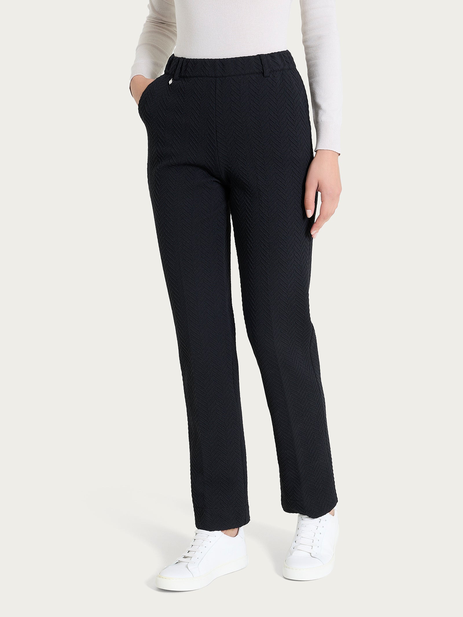 Ragno Eco Jacquard pantalone dritto Nero tasche