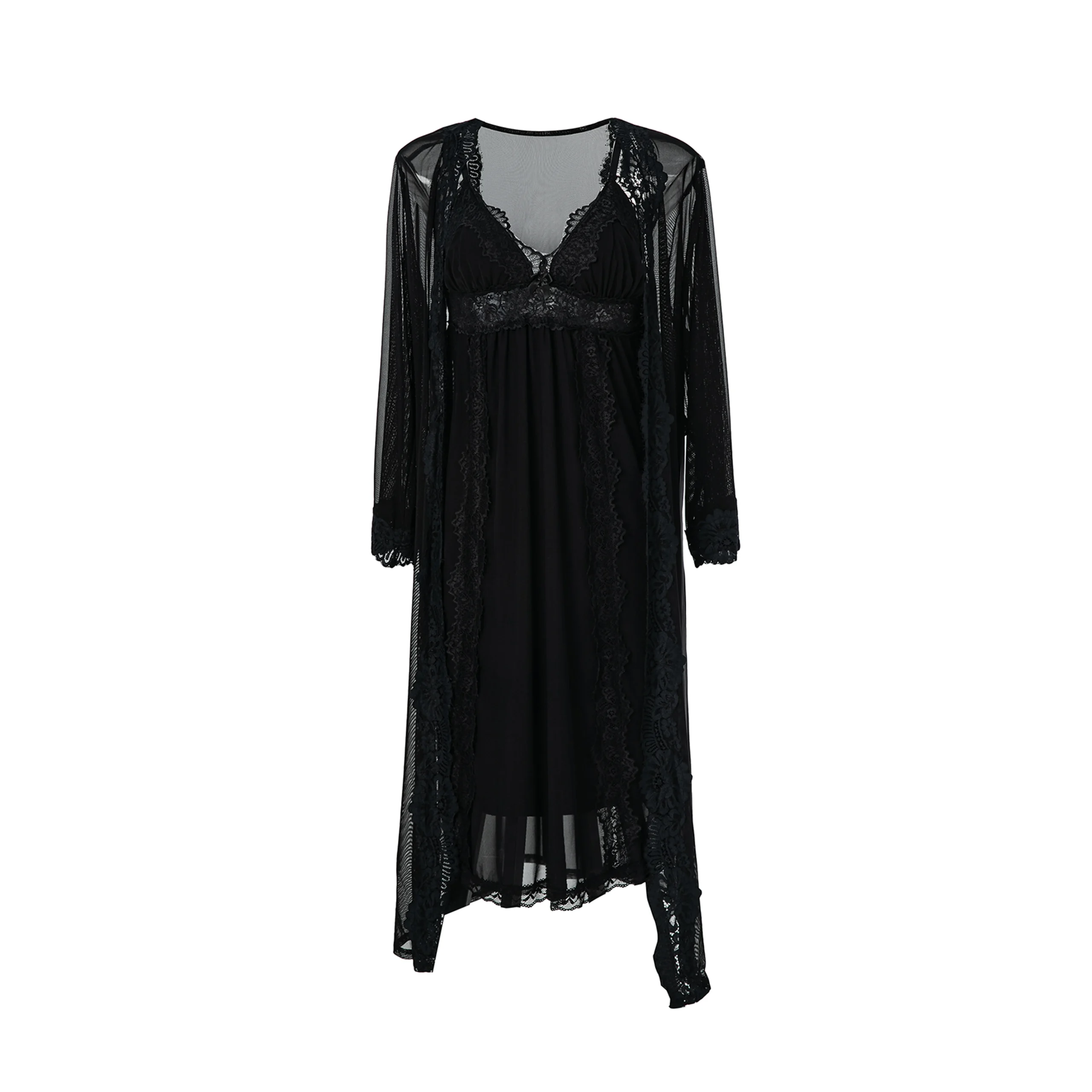 Maria Grazia Severi Midnight Elegance sottoveste nera 2 pezzi pizzo