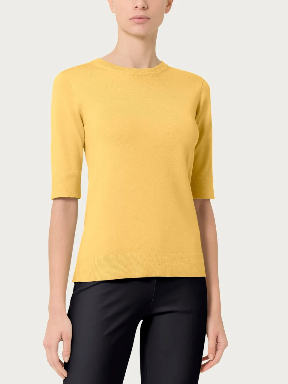Ragno Four Seasons Maglia Girocollo Manica Corta Misto Viscosa Gialla
