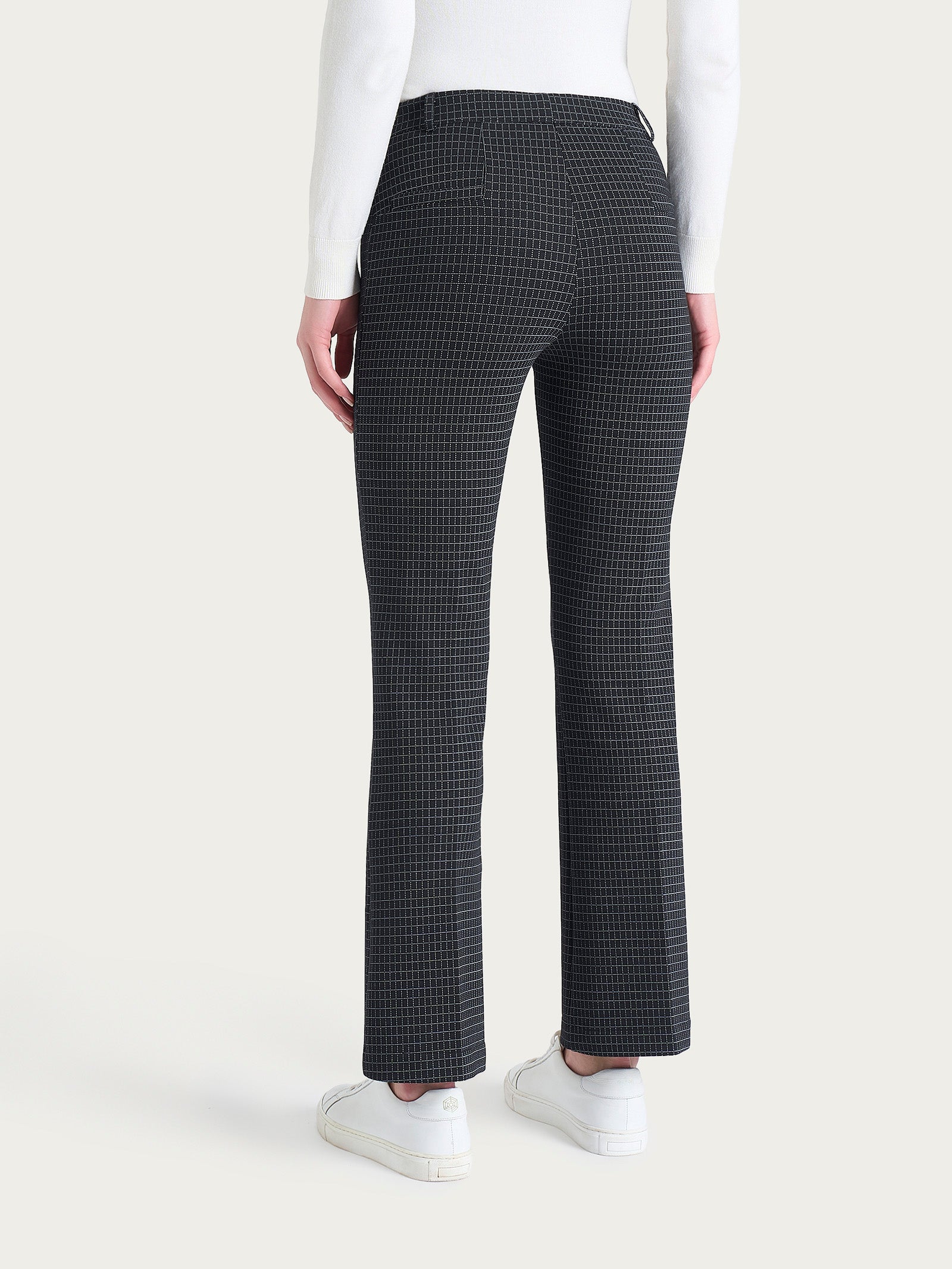 Ragno Eco Jacquard Pantalone Flare Check Nero elasticizzato