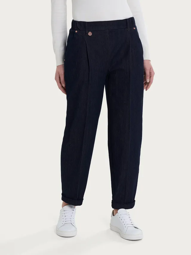 Ragno 4 Seasons Denim Jeans Carrot Pince Neri Elasticizzati