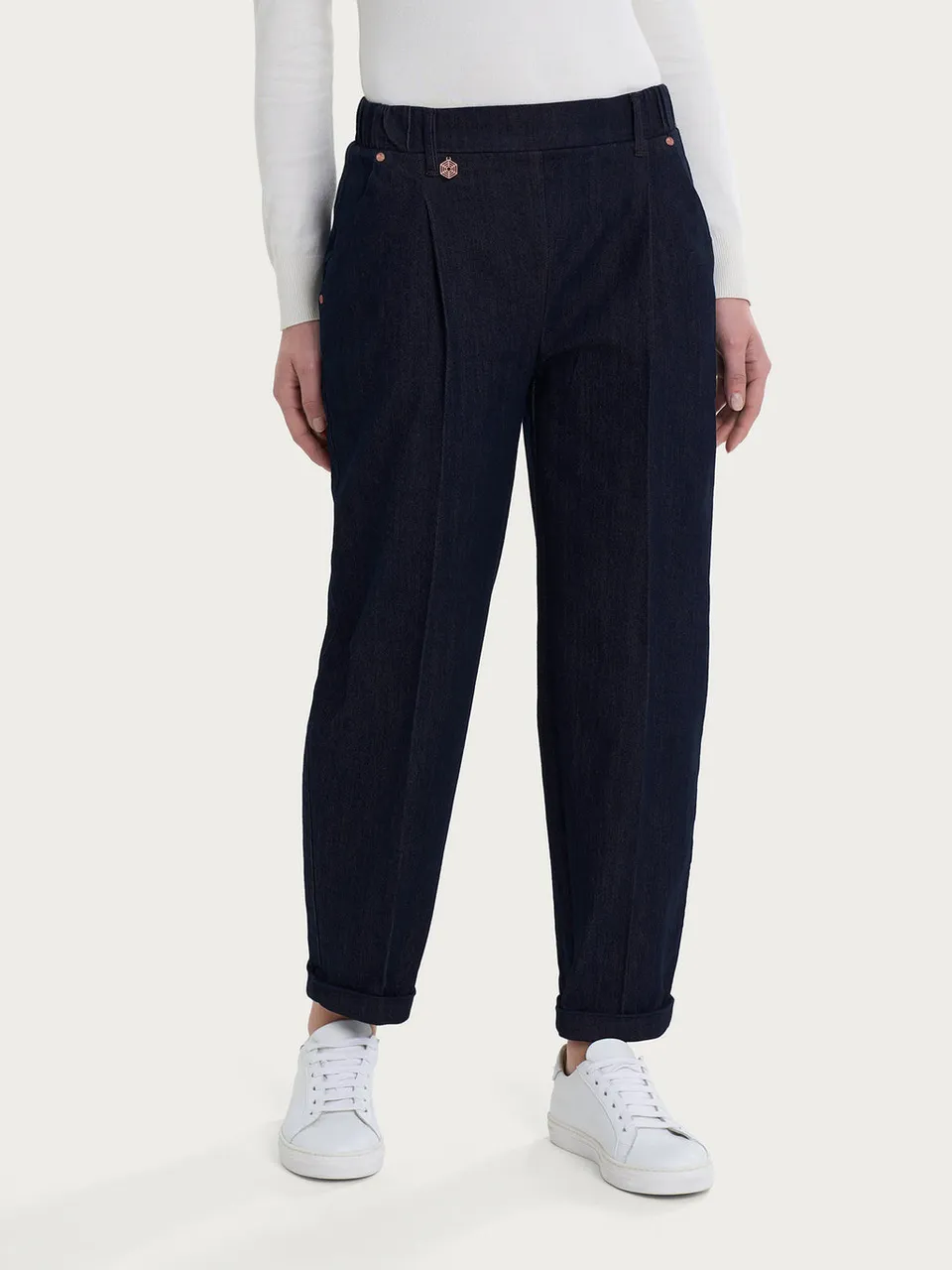 Ragno 4 Seasons Denim Jeans Carrot Pince Neri Elasticizzati