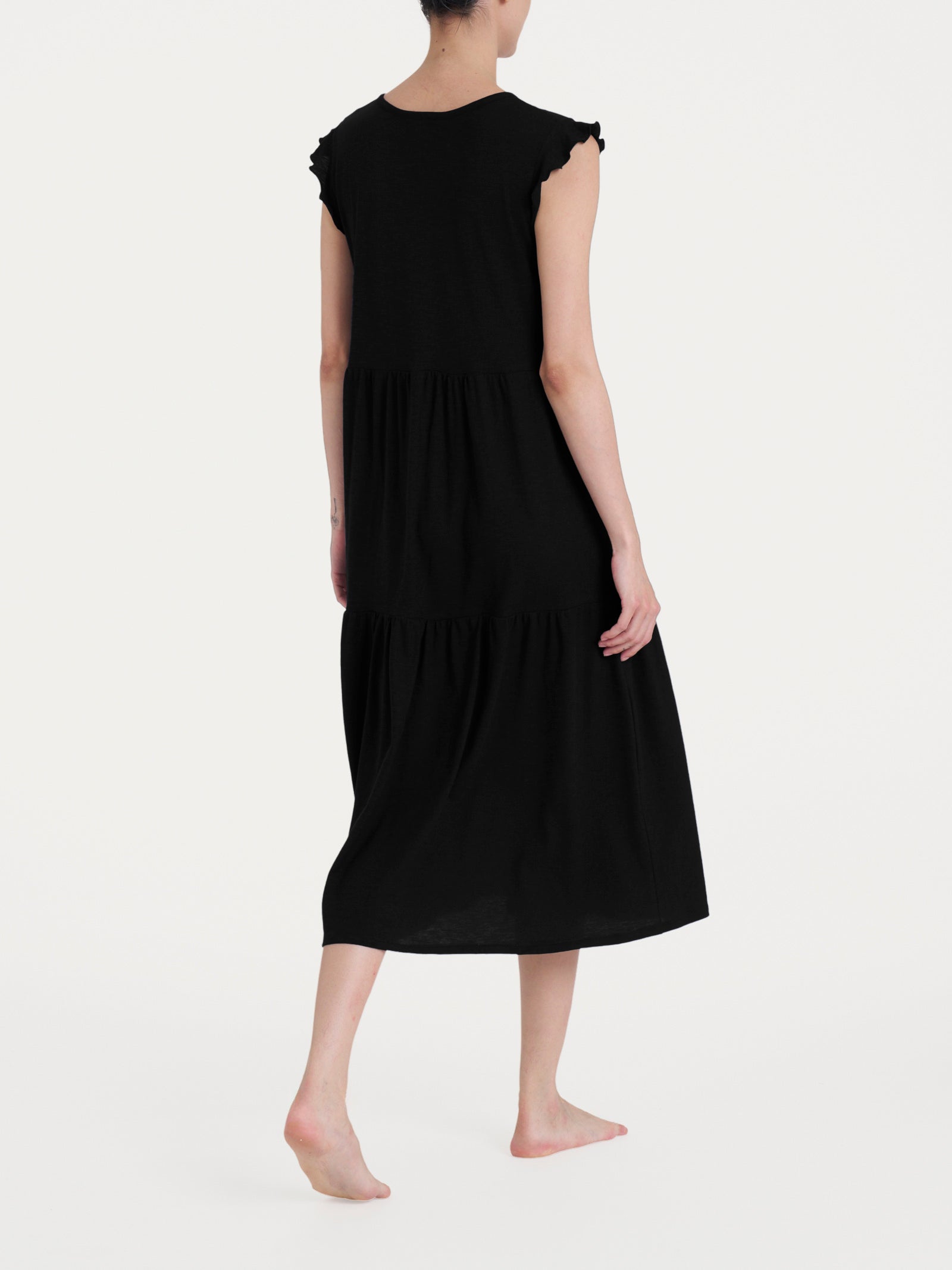 Ragno Jersey Cotone abito lungo Nero scollo V