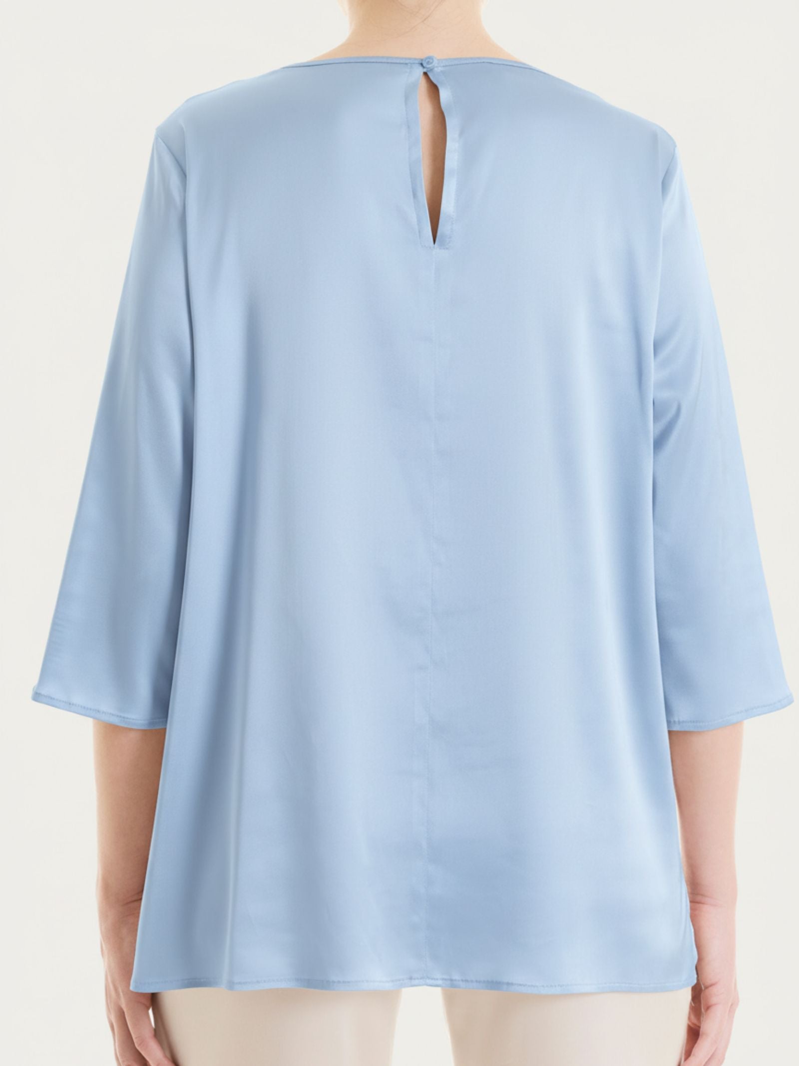 Ragno Stretch Satin Blusa Manica 3/4 Dusty Blue Viscosa