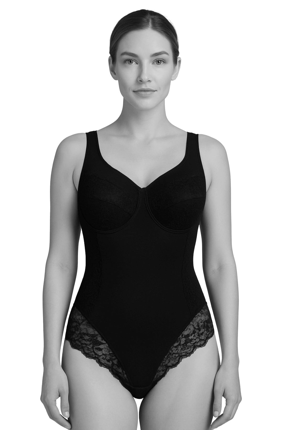 Lady C Modellante Coppe Foderate Cotone Body Contenitivo Pizzo