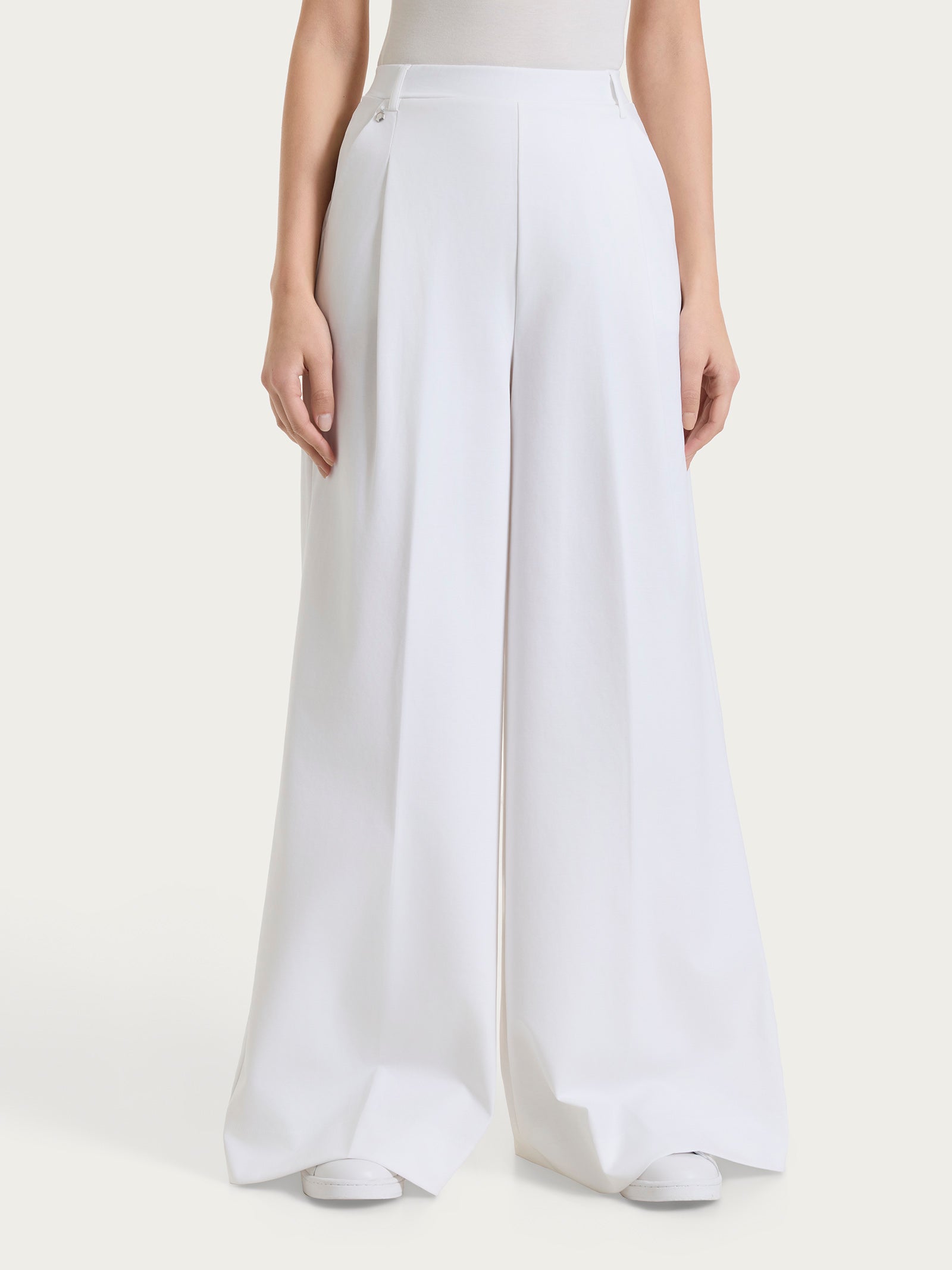Ragno Compact Light Pantalone palazzo bianco tasche