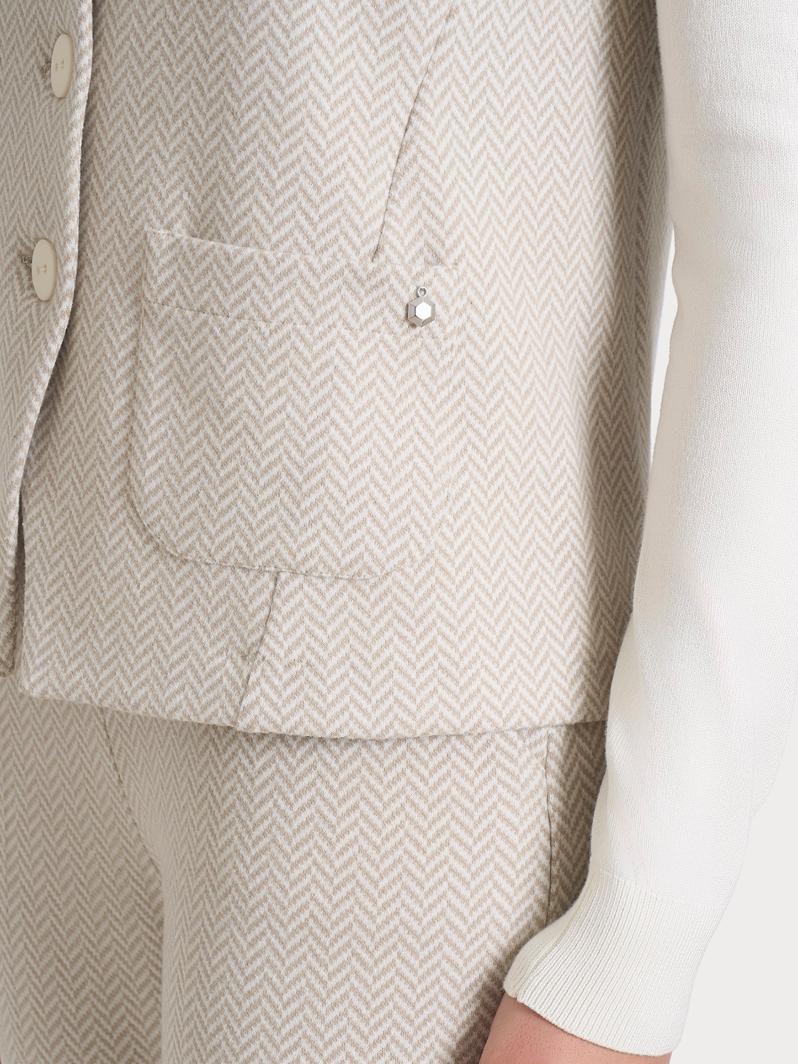 Ragno Eco Jacquard gilet donna 4 bottoni avorio