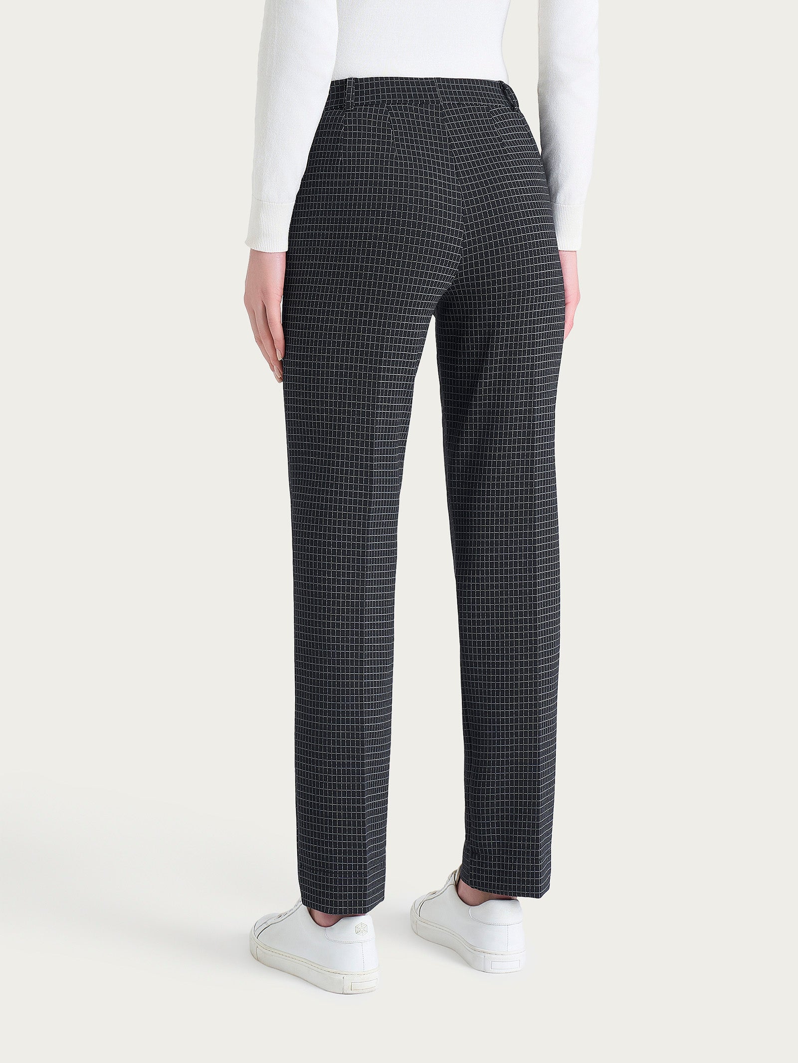 Ragno Eco Jacquard Pantalone dritto check Fant.Nero
