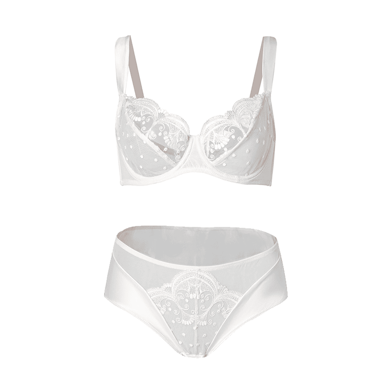 Maria Grazia Severi Pearl Blossom completino bianco pizzo ricamato