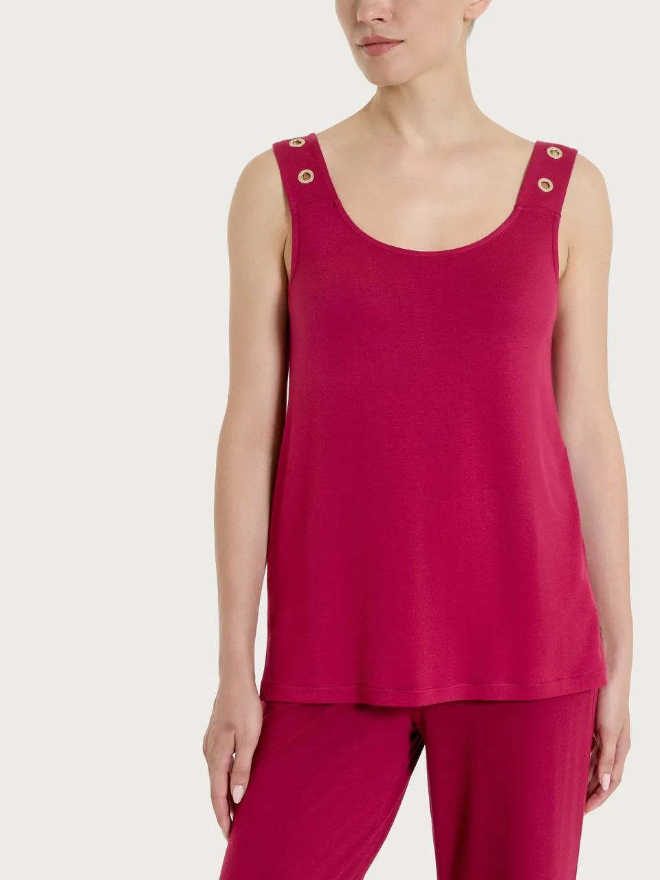 Ragno Viscosa Summer Top Spalla Larga Beet Red