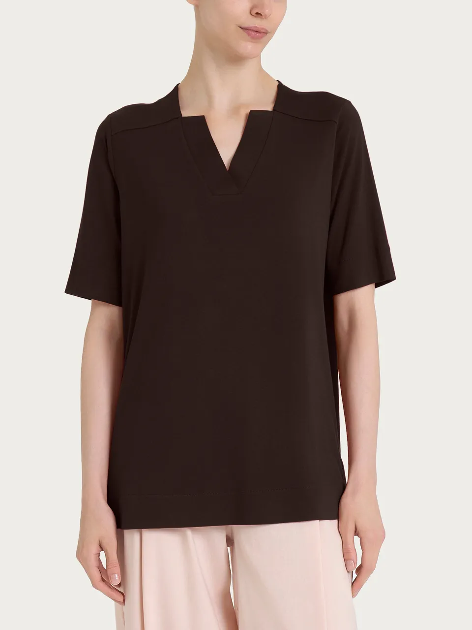 Ragno Viscosa Summer Maglietta scollo V donna marrone fresca