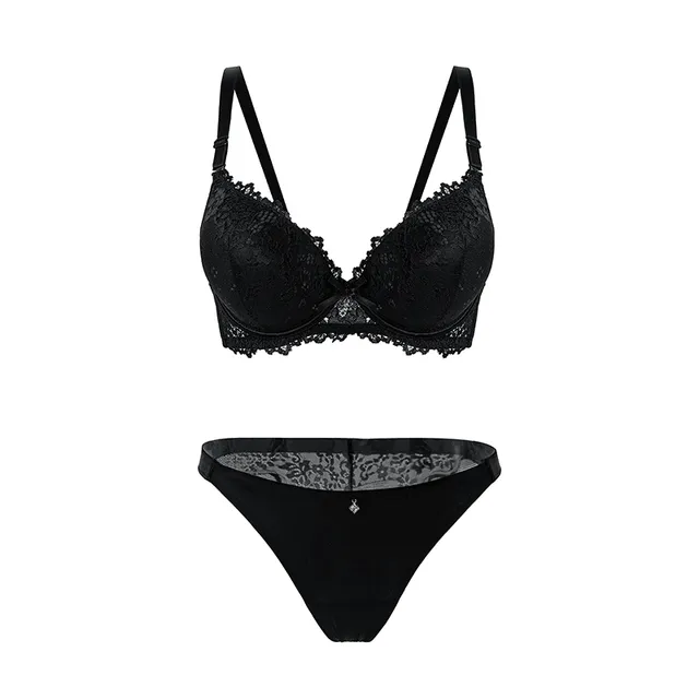 Maria Grazia Severi Floral Lace completo intimo nero pizzo rete
