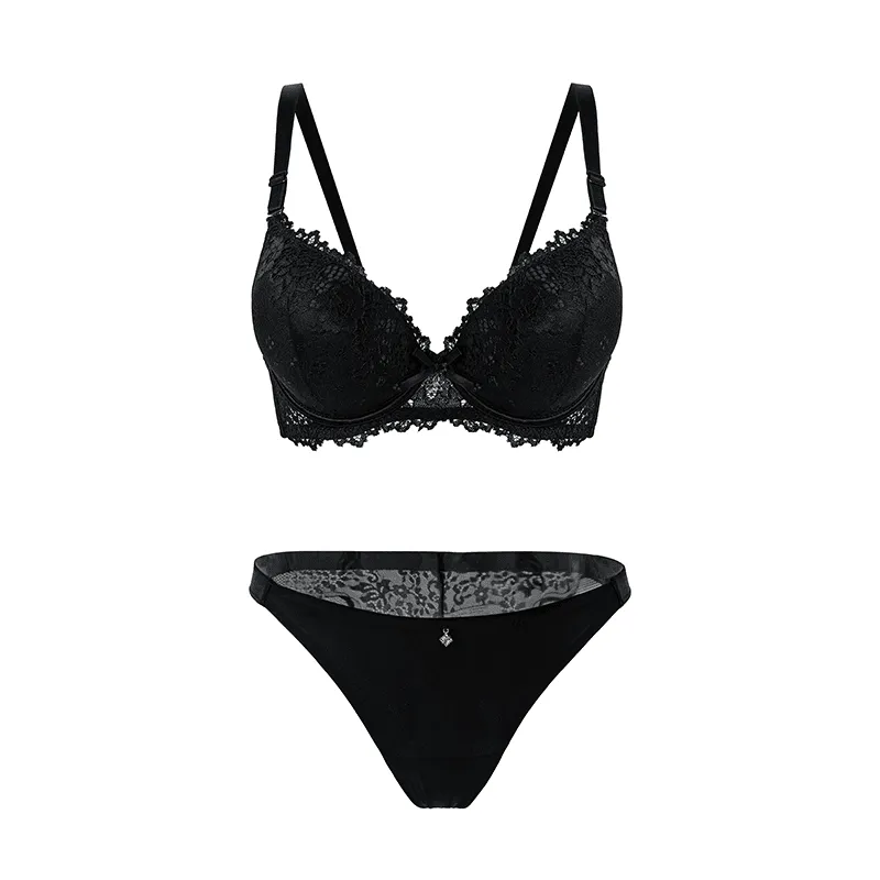 Maria Grazia Severi Floral Lace completo intimo nero pizzo rete