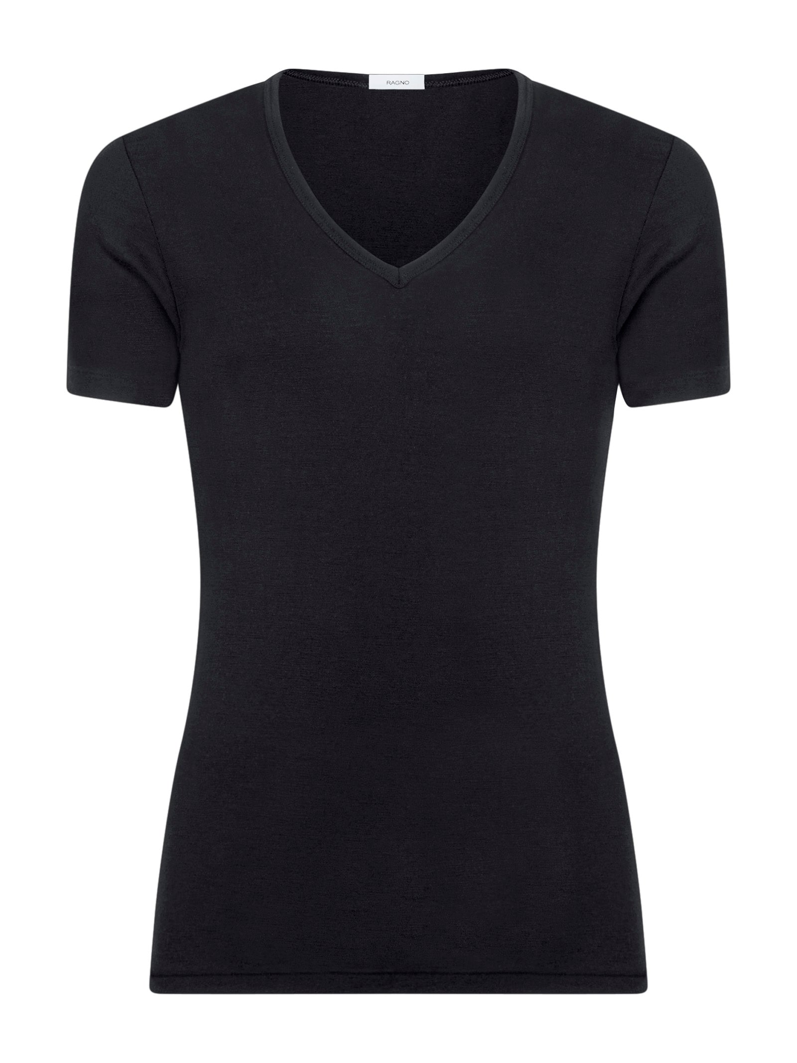 Ragno WSK Maglietta Scollo V Lana Seta Nero maglia