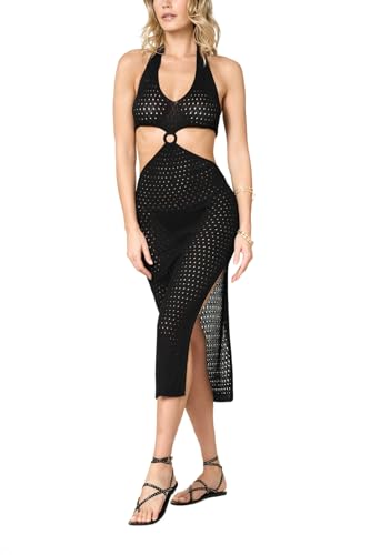 Goldenpoint Crochet copricostume lungo traforato tinta unita