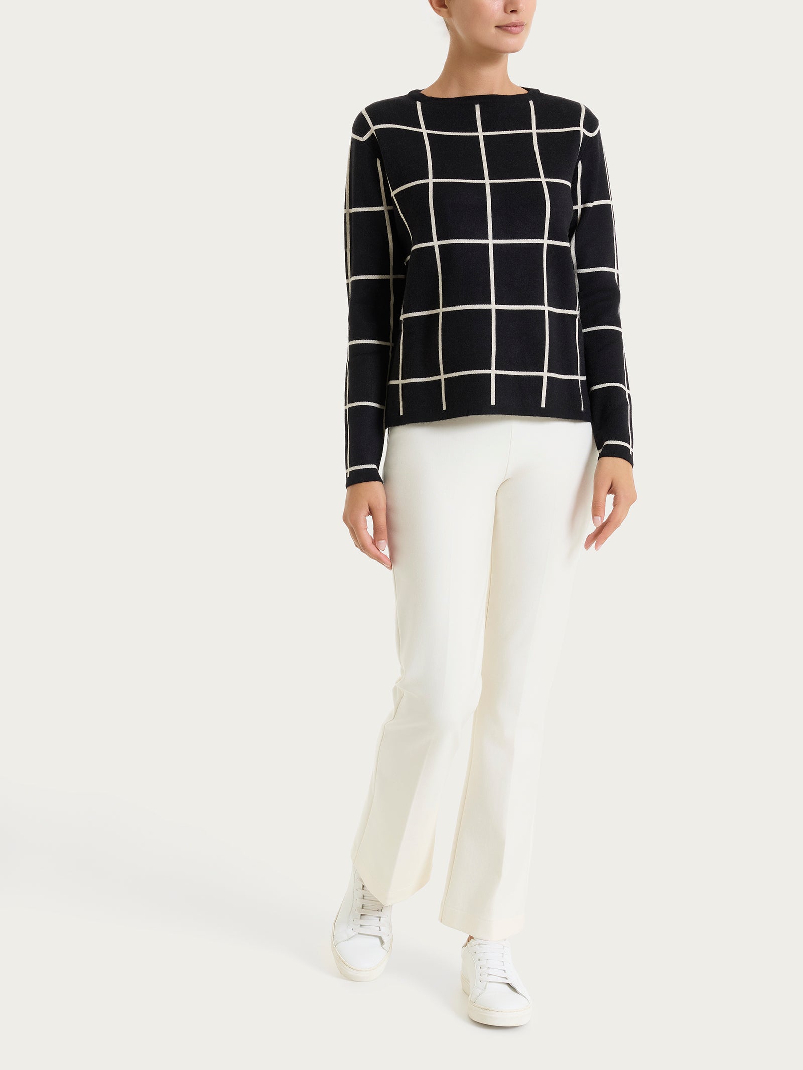 Ragno Super Soft Maglia collo barchetta check nero viscosa