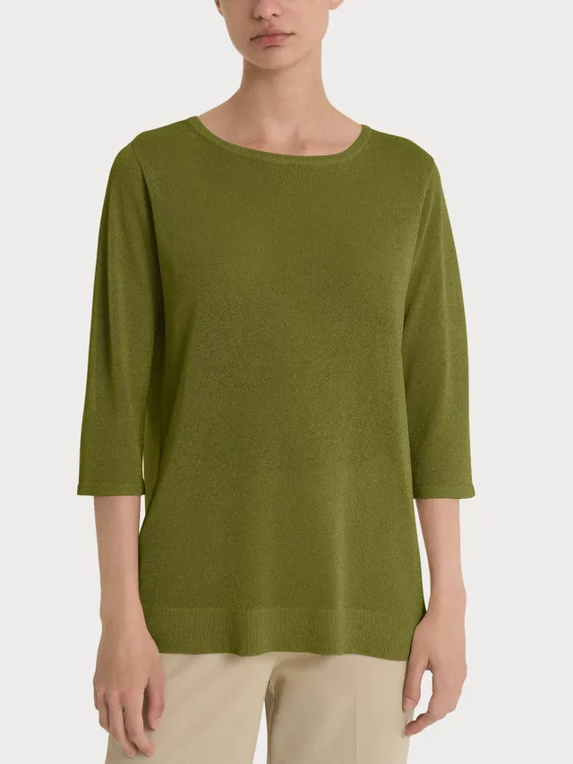 Ragno Crêpe Lurex Maglia Barchetta Manica 3/4 Verde