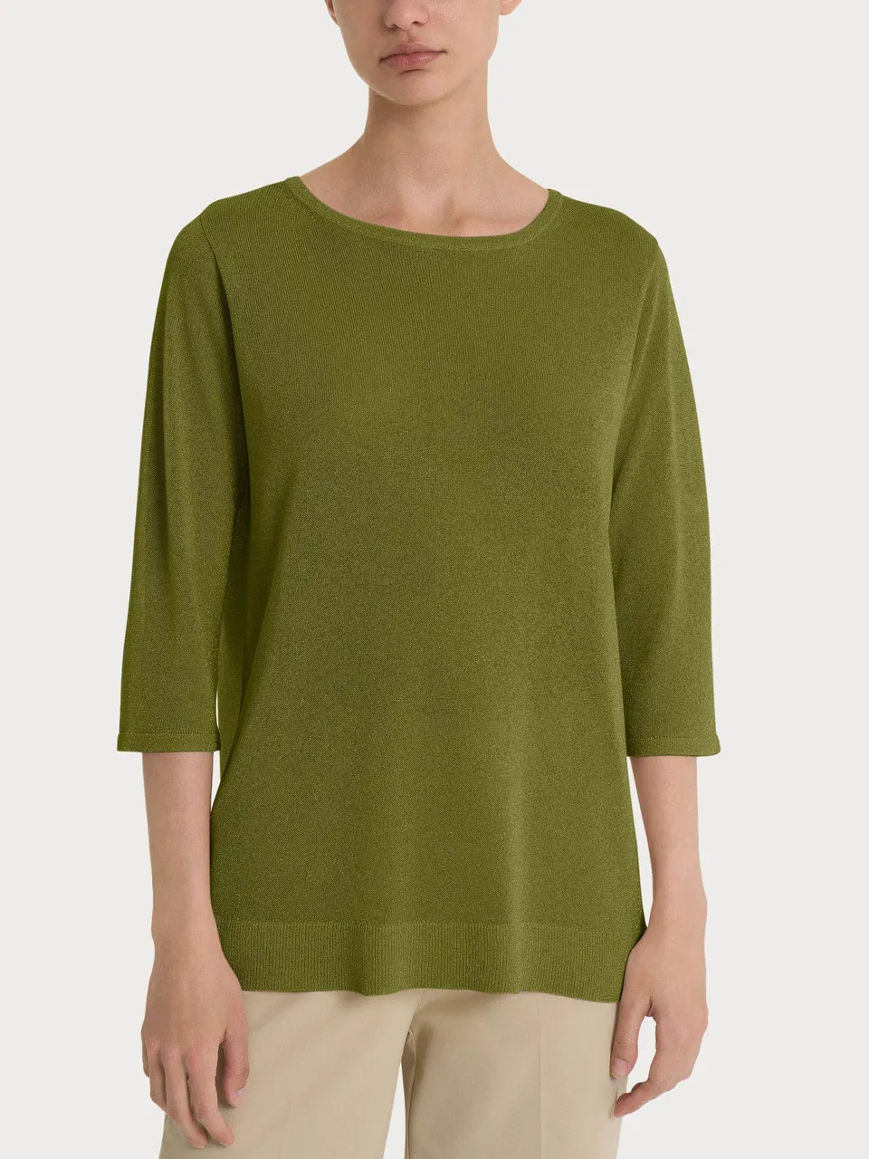 Ragno Crêpe Lurex Maglia Barchetta Manica 3/4 Verde