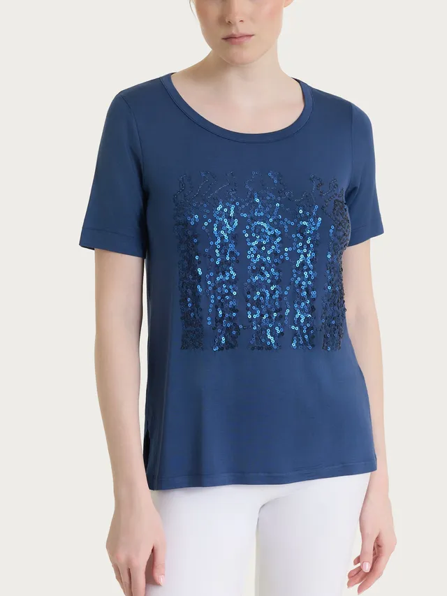 Ragno Viscosa Summer Maglietta Paillettes Oceana