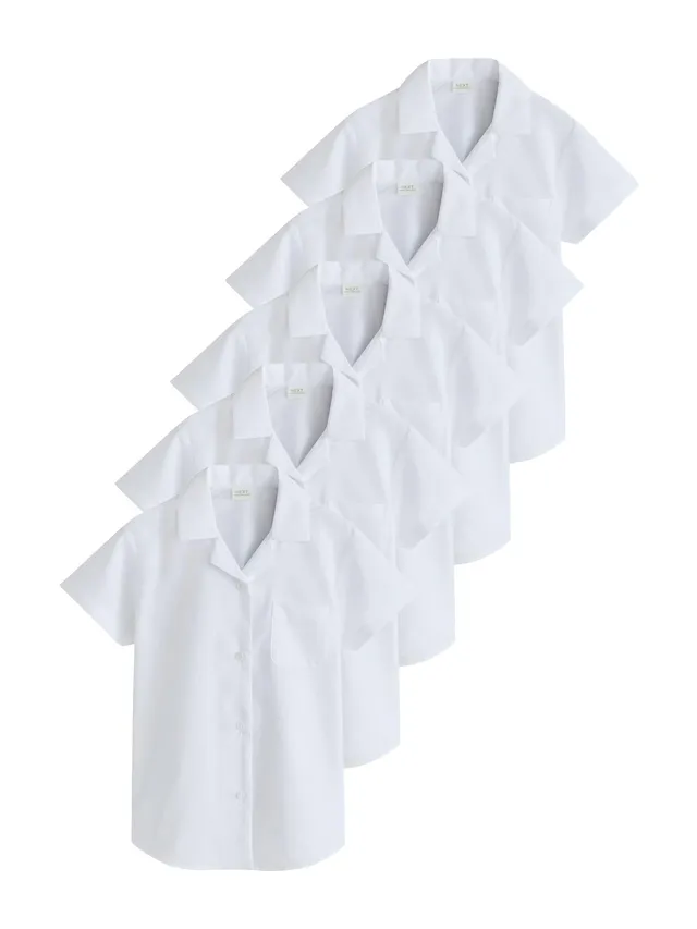 Next camicie scuola bambina maniche corte bianco 5 pezzi