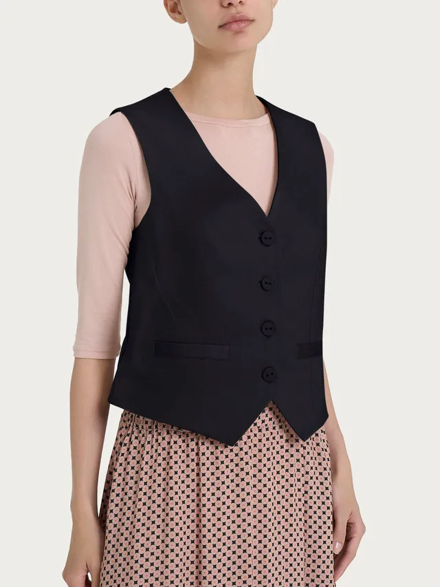 Ragno Satin Power Gilet 4 Bottoni Nero