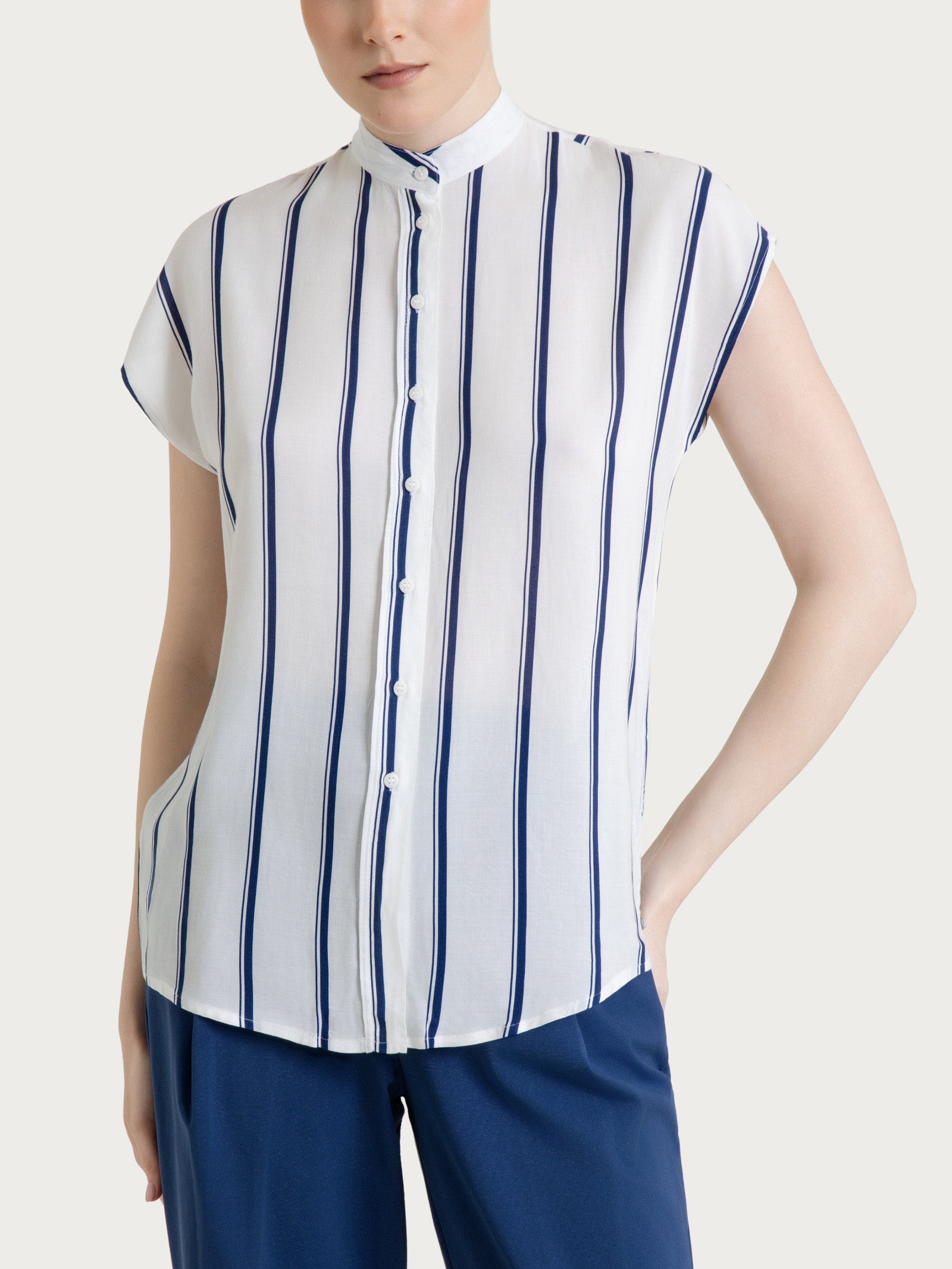 Ragno EcoSeta Camicia Rigata Oceana viscosa