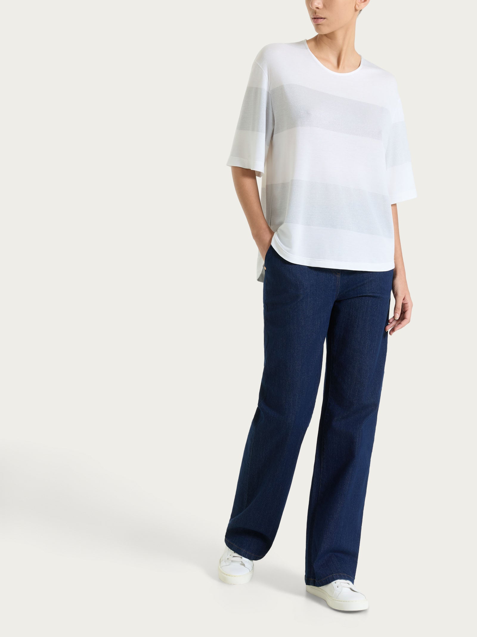 Ragno Summer Light maglietta girocollo Fant.Bianco righe lurex