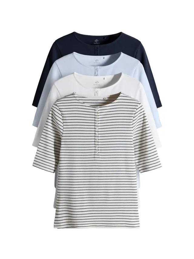 Geo Next THE SET T-Shirt Serafino Coste Donna 4 Pezzi Mezze Maniche