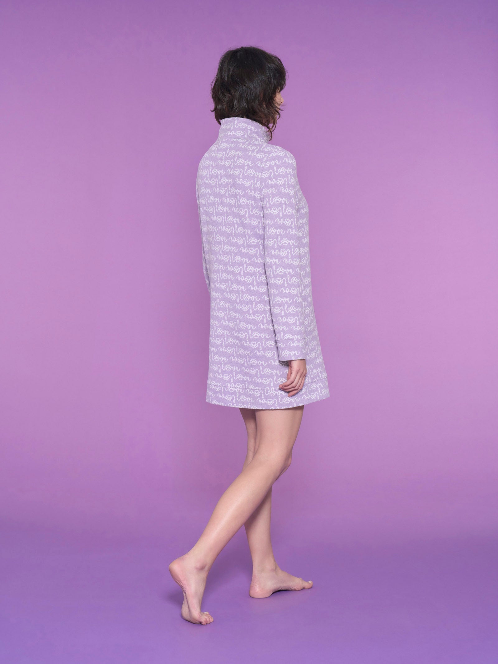 Ragno Cotton Eco Pile vestaglia aperta lilla