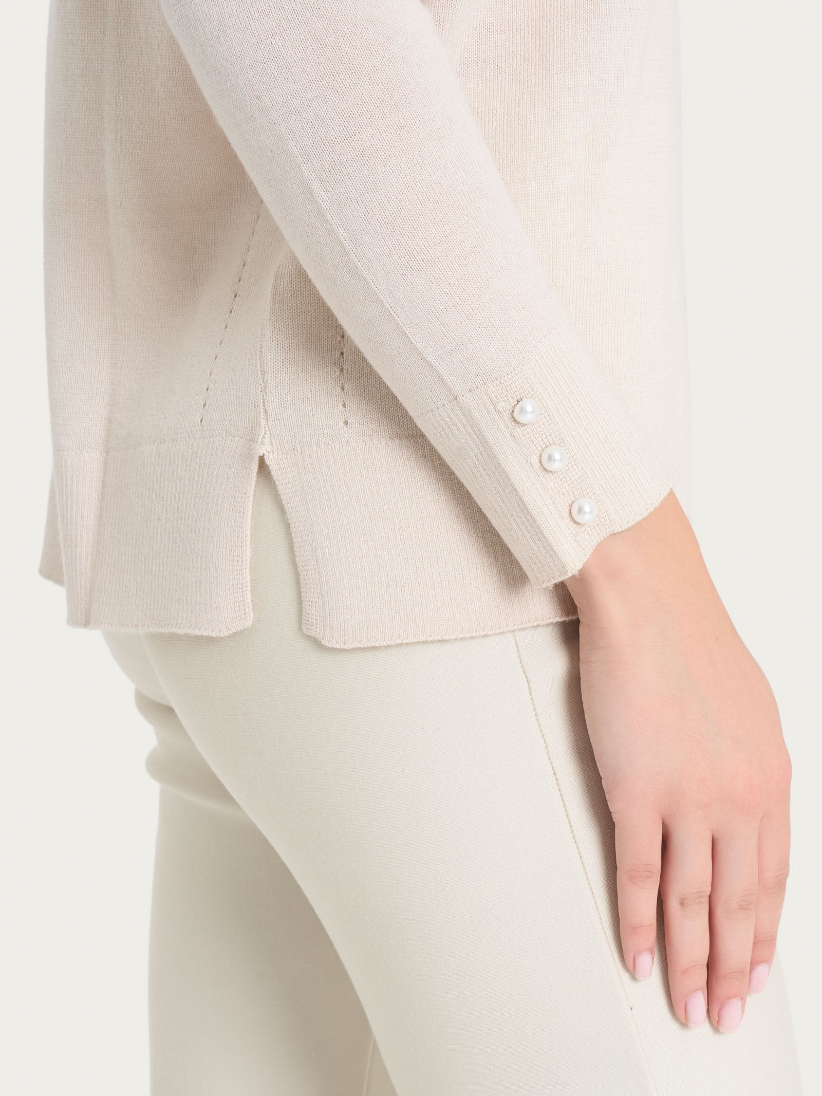 Ragno Merino Soft Girocollo Perline Champignon