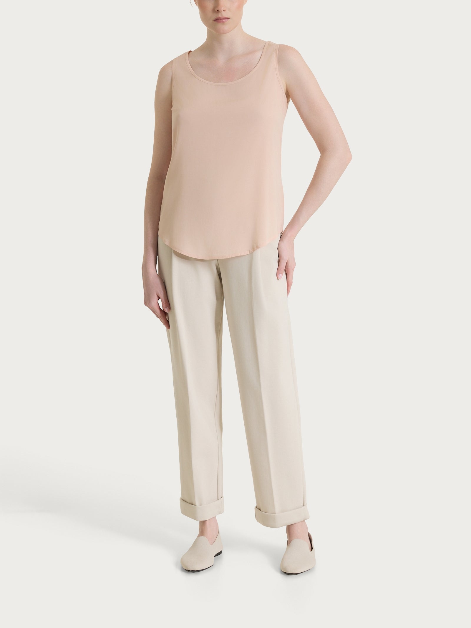 Ragno Top Spalla Larga Cameo Rose in voile stretch