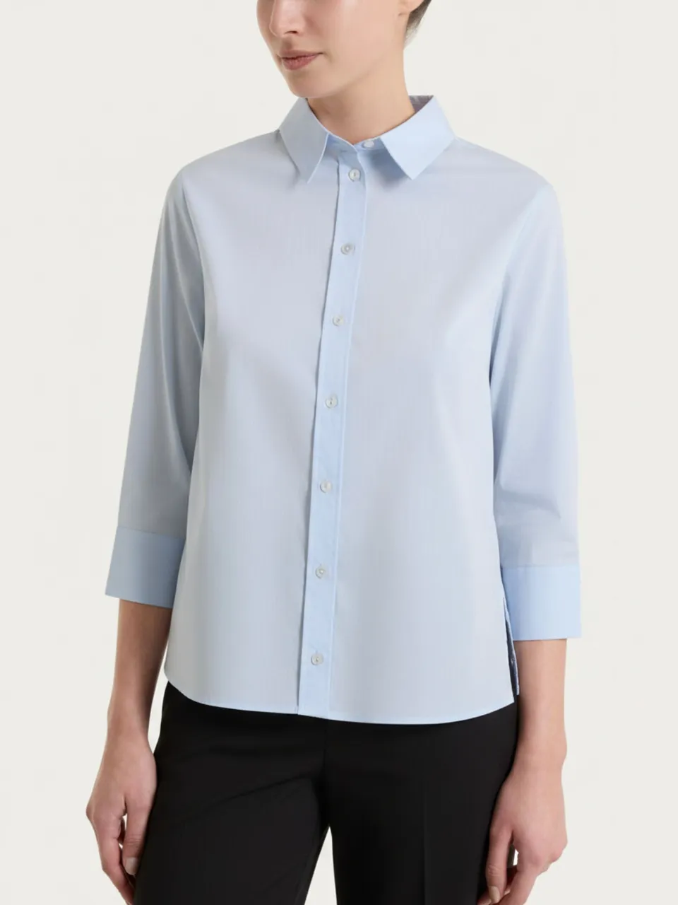 Ragno Puro Cotone camicia manica 3/4 Skyway azzurra