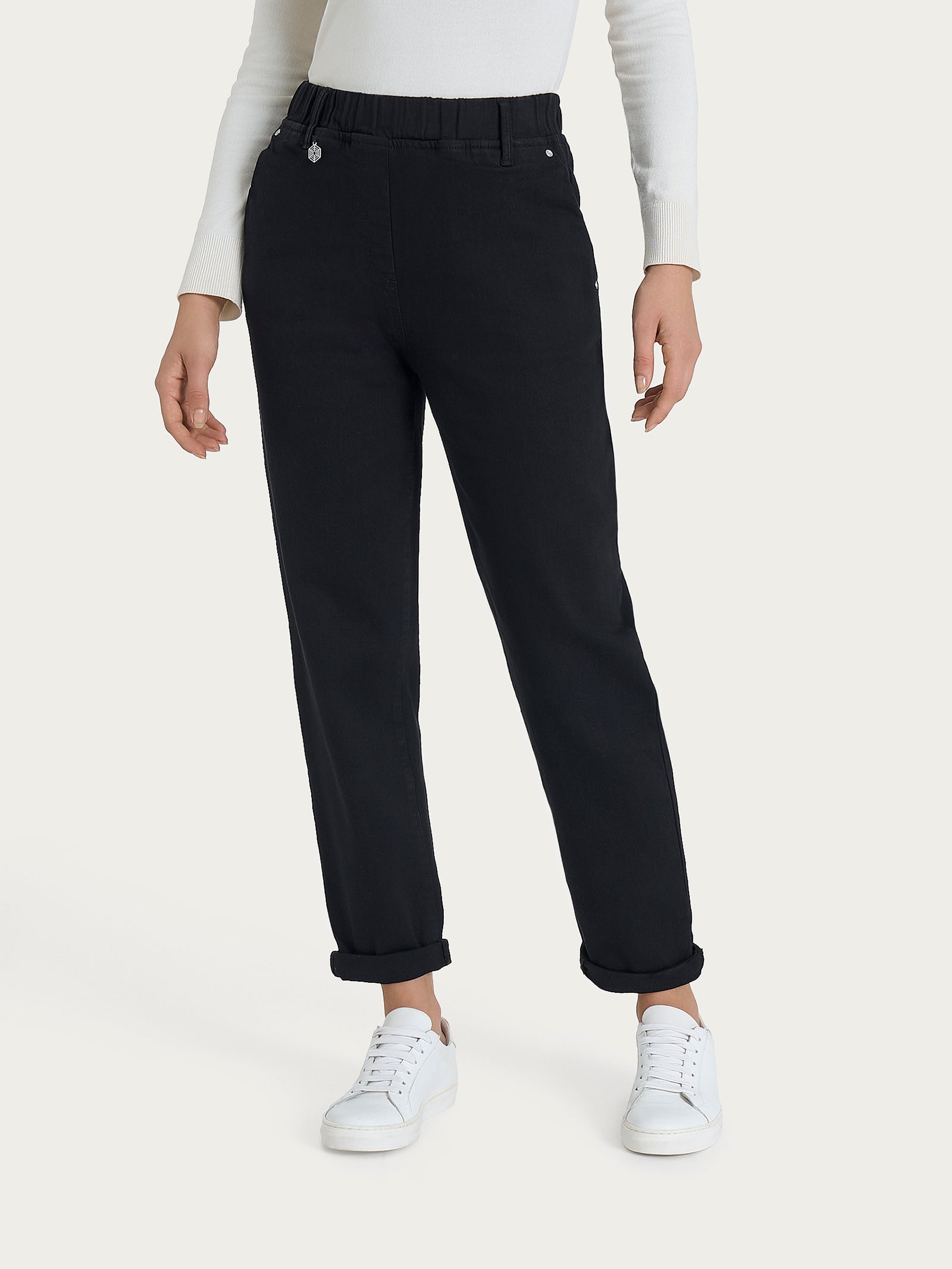 Ragno Super Denim Jeans Carota Nero Elasticizzato Tasche