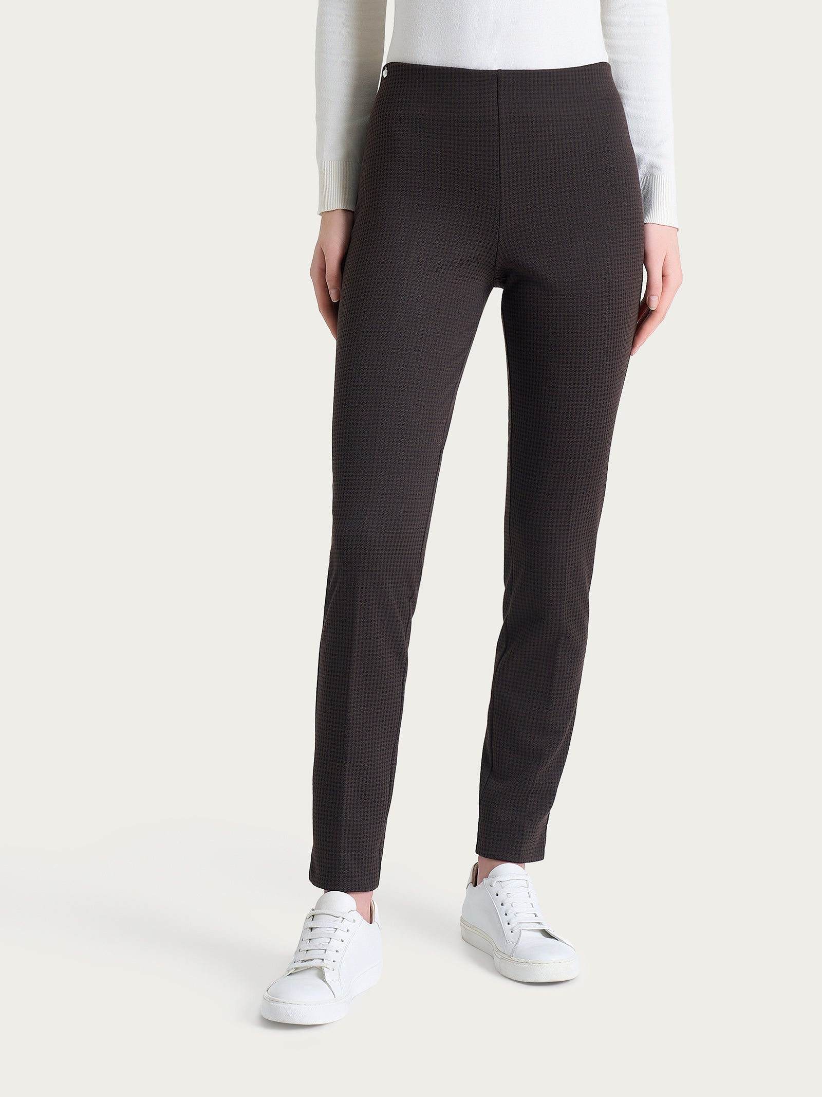 Ragno Compact Pantalone sigaretta chocolate torte micro check skinny