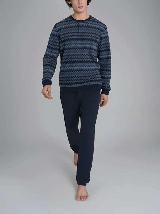 Ragno Pigiama Serafino Cotton Eco Pile Outer Space caldo