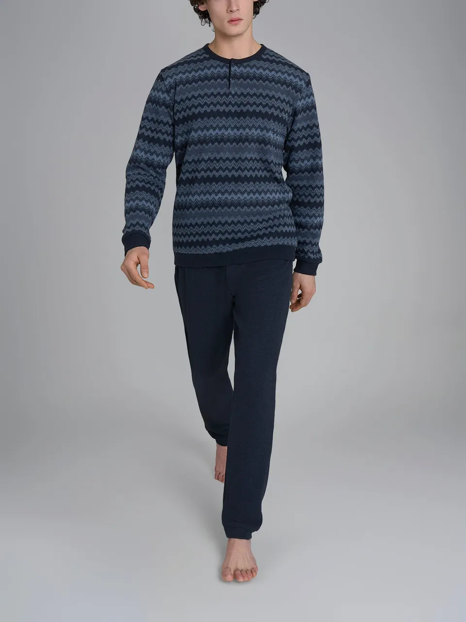 Ragno Pigiama Serafino Cotton Eco Pile Outer Space caldo