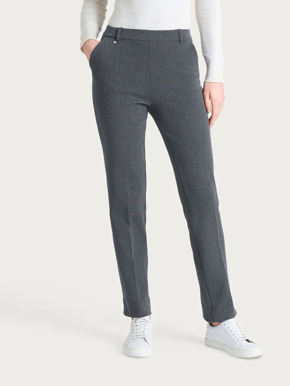 Ragno Eco Jacquard Pantalone Dritto Ardesia Spina Pesce