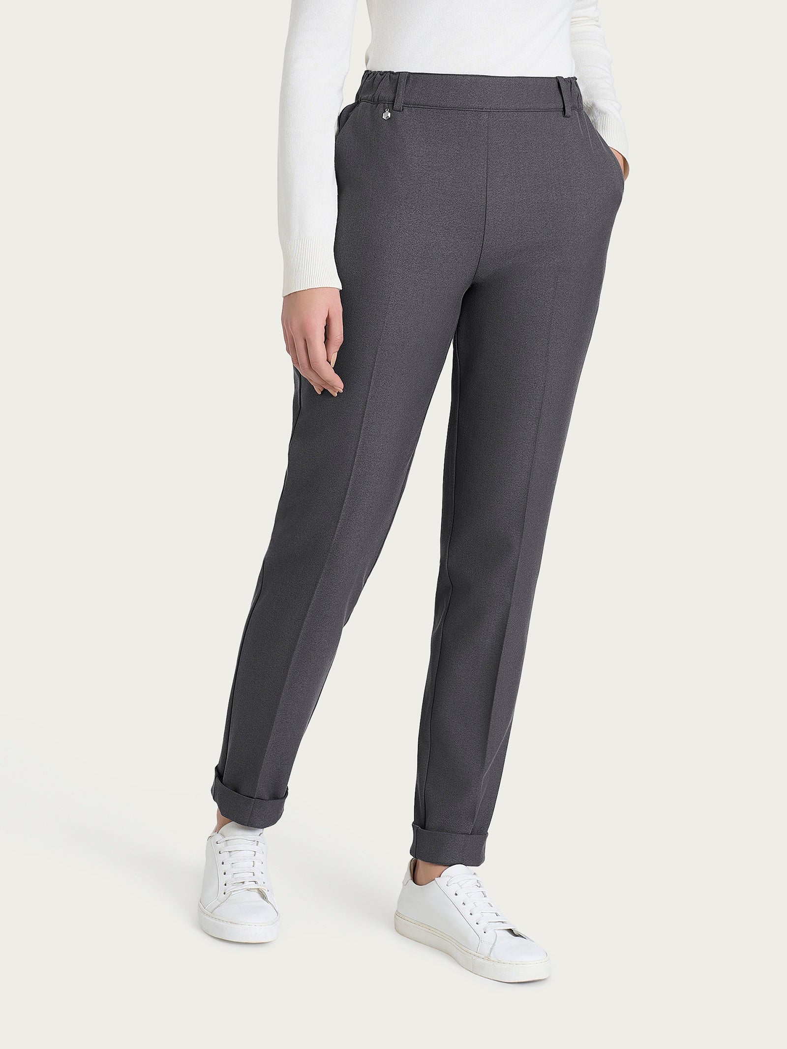 Ragno Compact chino slim pantalone grigio flanella con tasche
