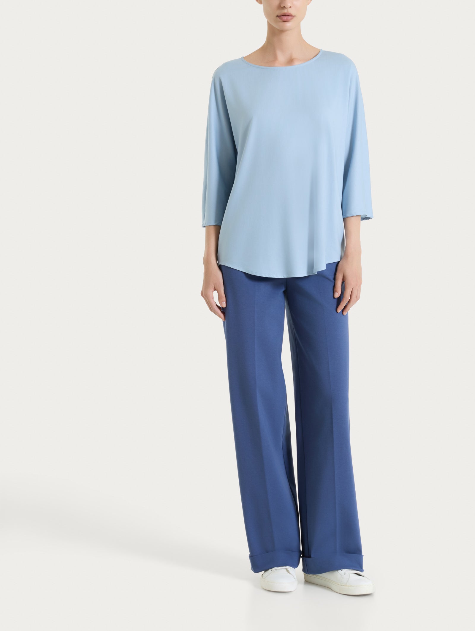 Ragno Voile Stretch blusa 3/4 dusty blue viscosa